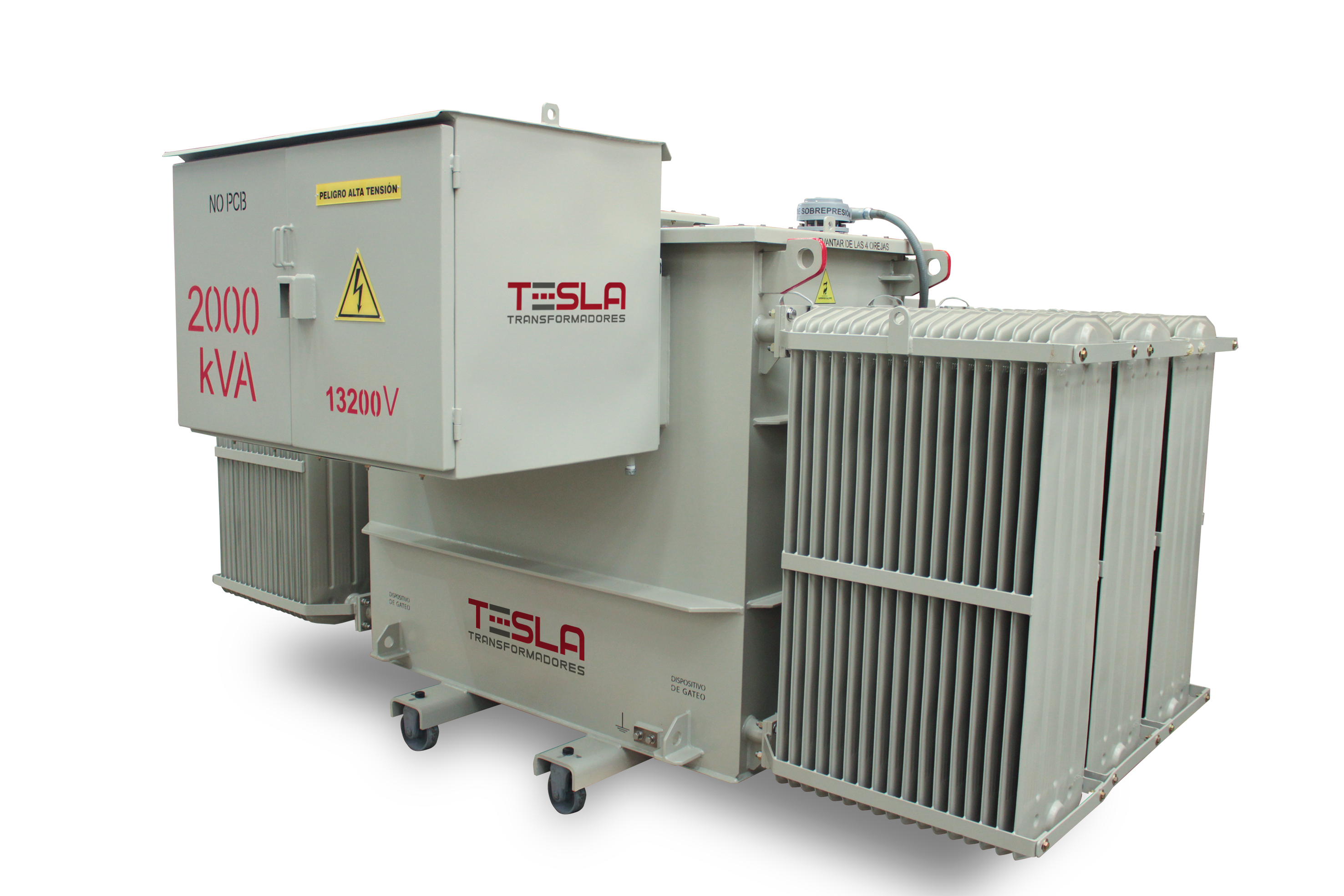 Transformador Trifásico Aceite Convencional Especial 2000 KVA Serie 5-1.2 KV Factor K13 con Cajas Protectoras en los Pasatapas