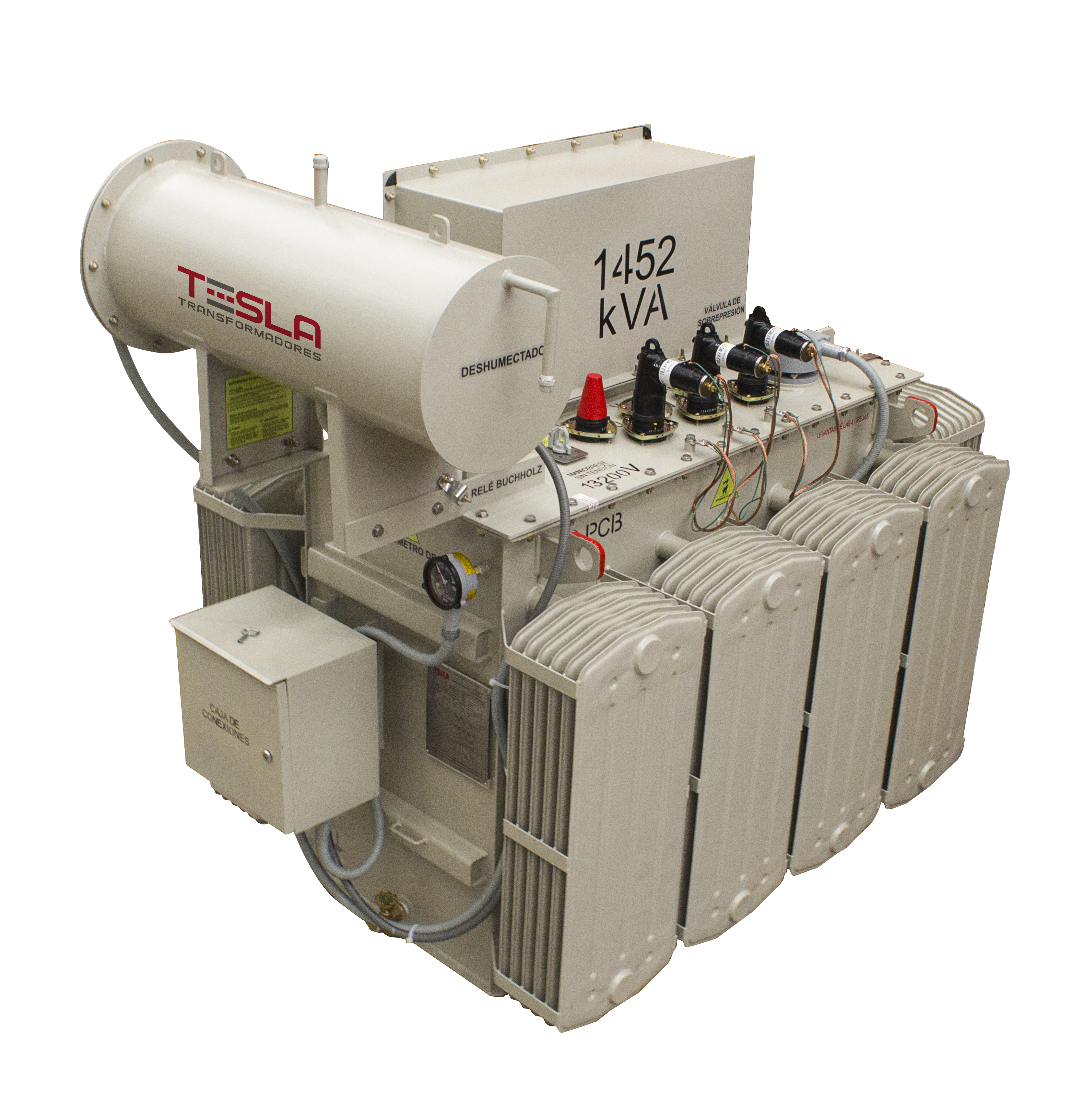 Transformadores Trifásicos en Aceite Convencional Especial 1452 KVA Serie 15 _ 1.2 KV, con terminales AT y BT en tapa, tanque de expasión y caja Protectora de BT.